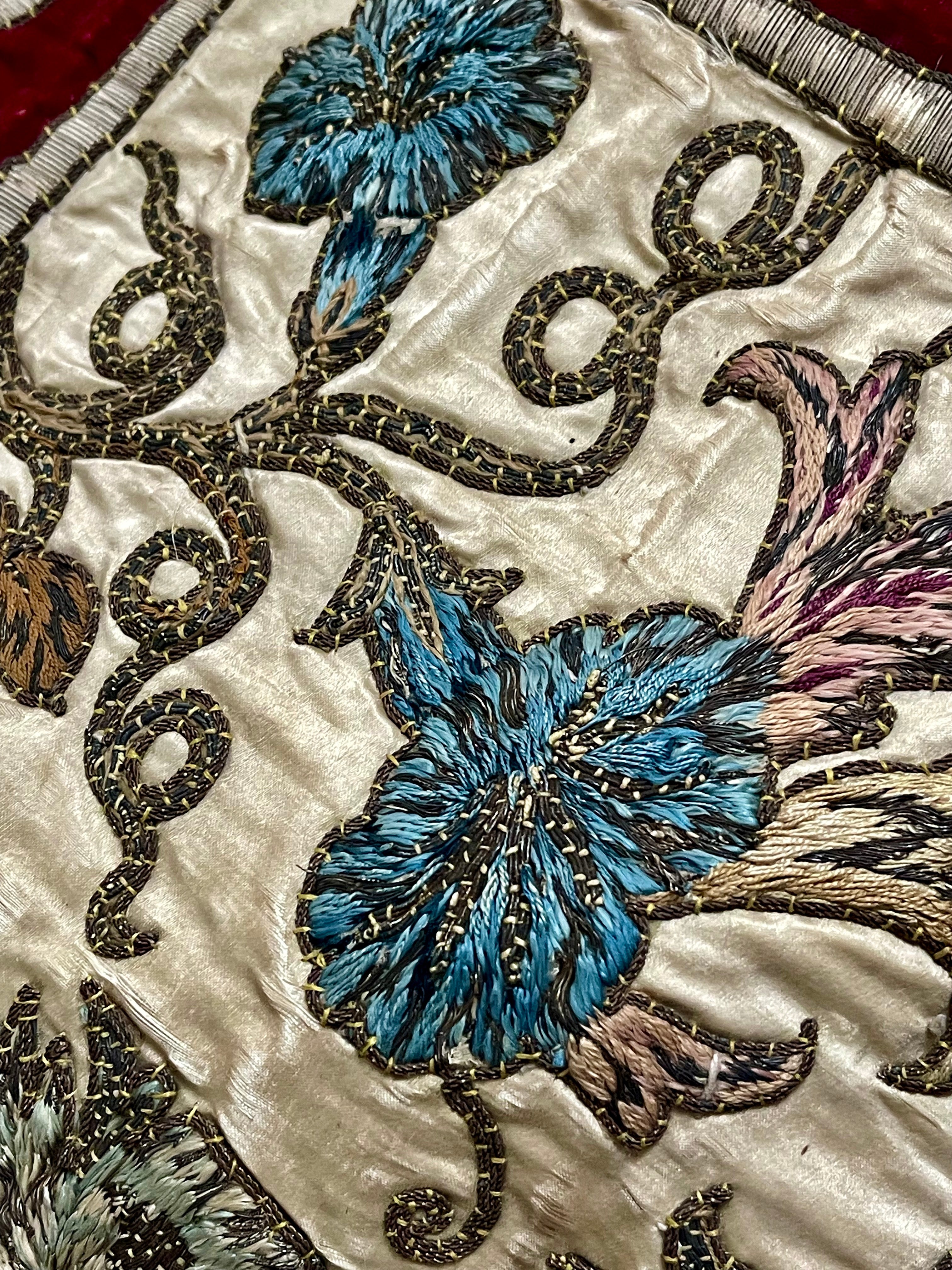 RESERVED For D 18th Century Silk Velvet Embroidered Panel