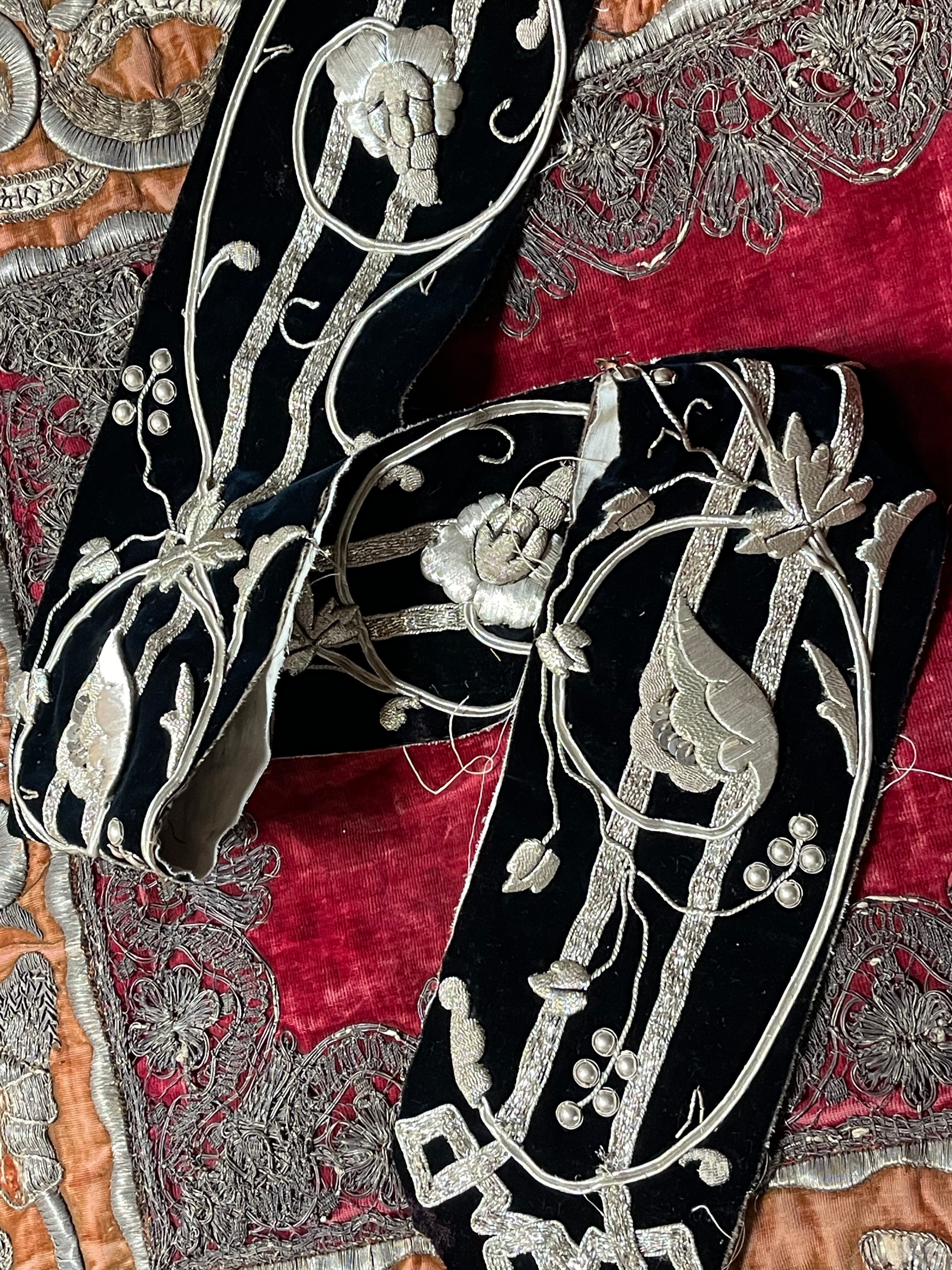 Antique Silver Metallic Embroidered Panel
