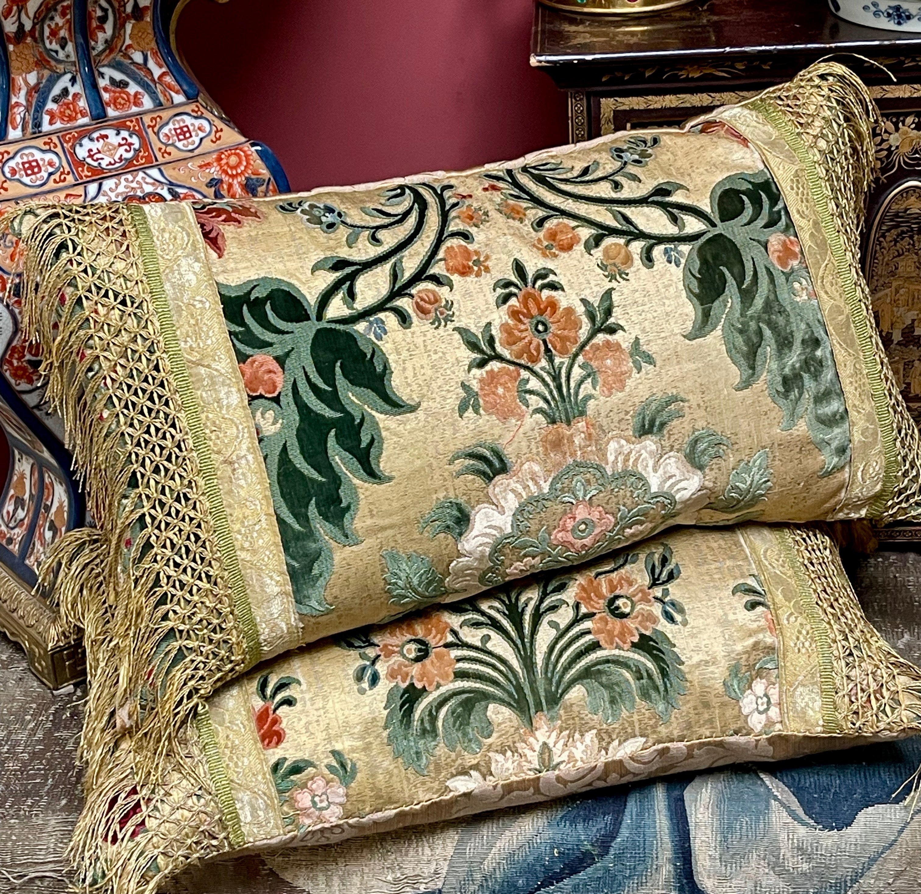 Antique Genoa Velvet Pillows  PAIR