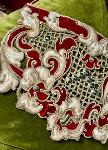 17th Century Venetian Stumpwork Velvet Silk Panel