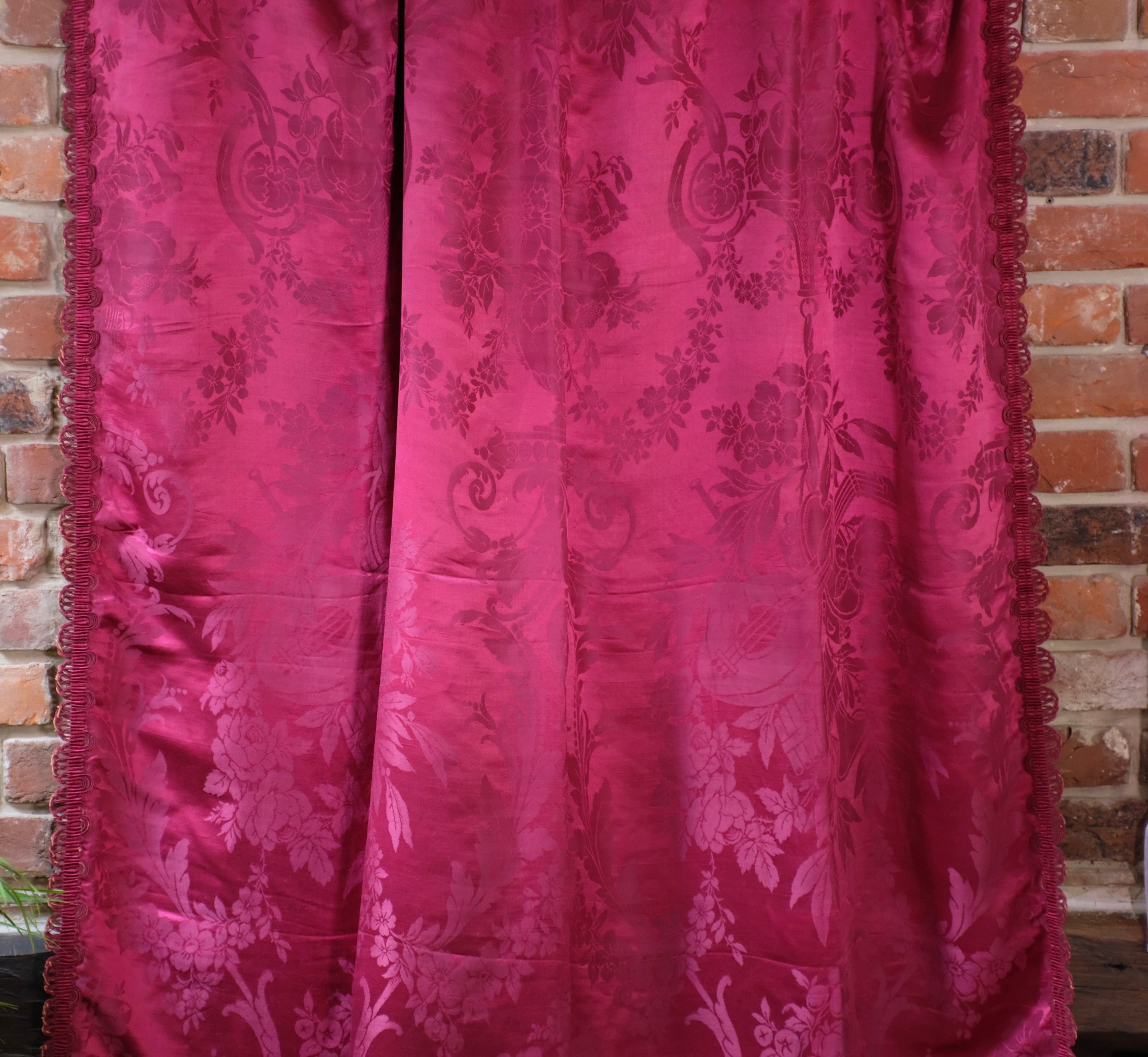 Antique Silk Curtains French Empire Silk Damask