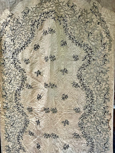 Antique Silk Wall Hanging Silver Metal Embroidery