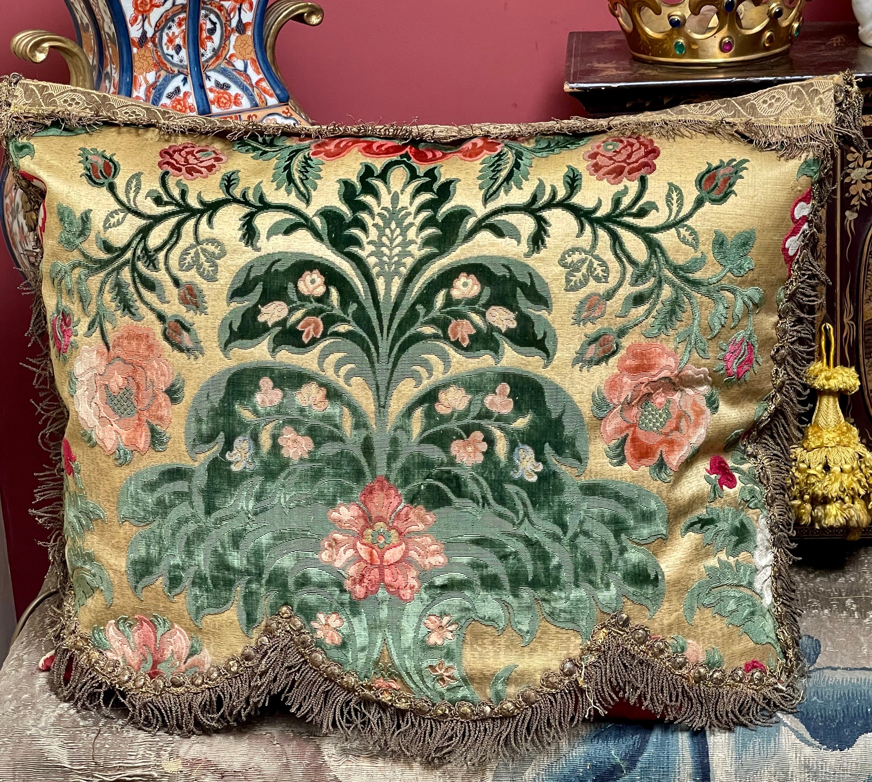 Antique Pillow Genoa Silk Velvet Panel