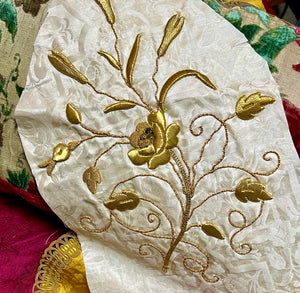 Antique Gold Metallic Embroidery Panel Rose