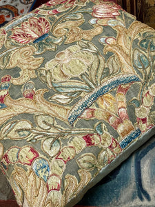 17th Century Embroidery Bespoke Hand Made Pillow