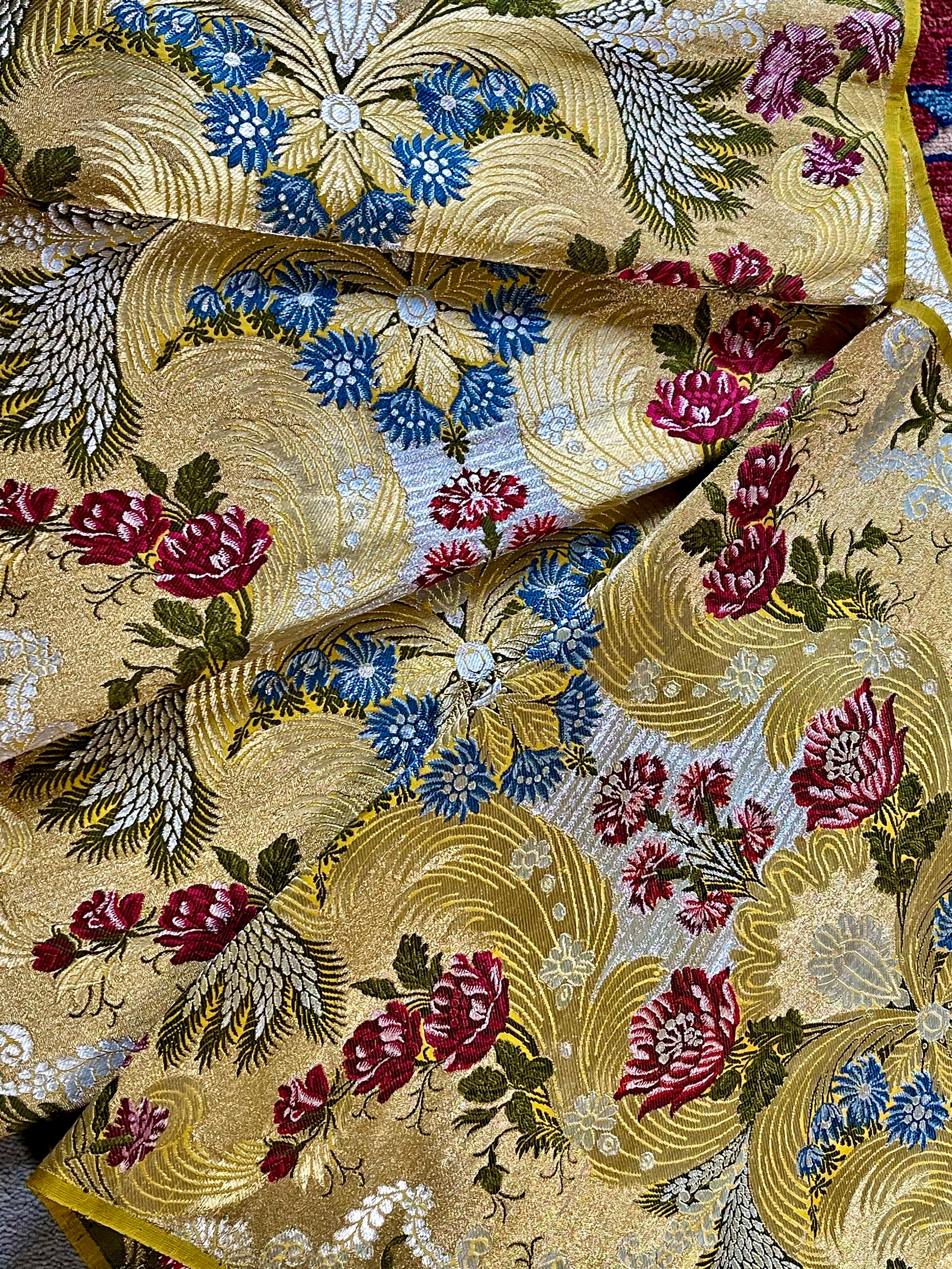 Antique French Lyon Silk Brocade Panel