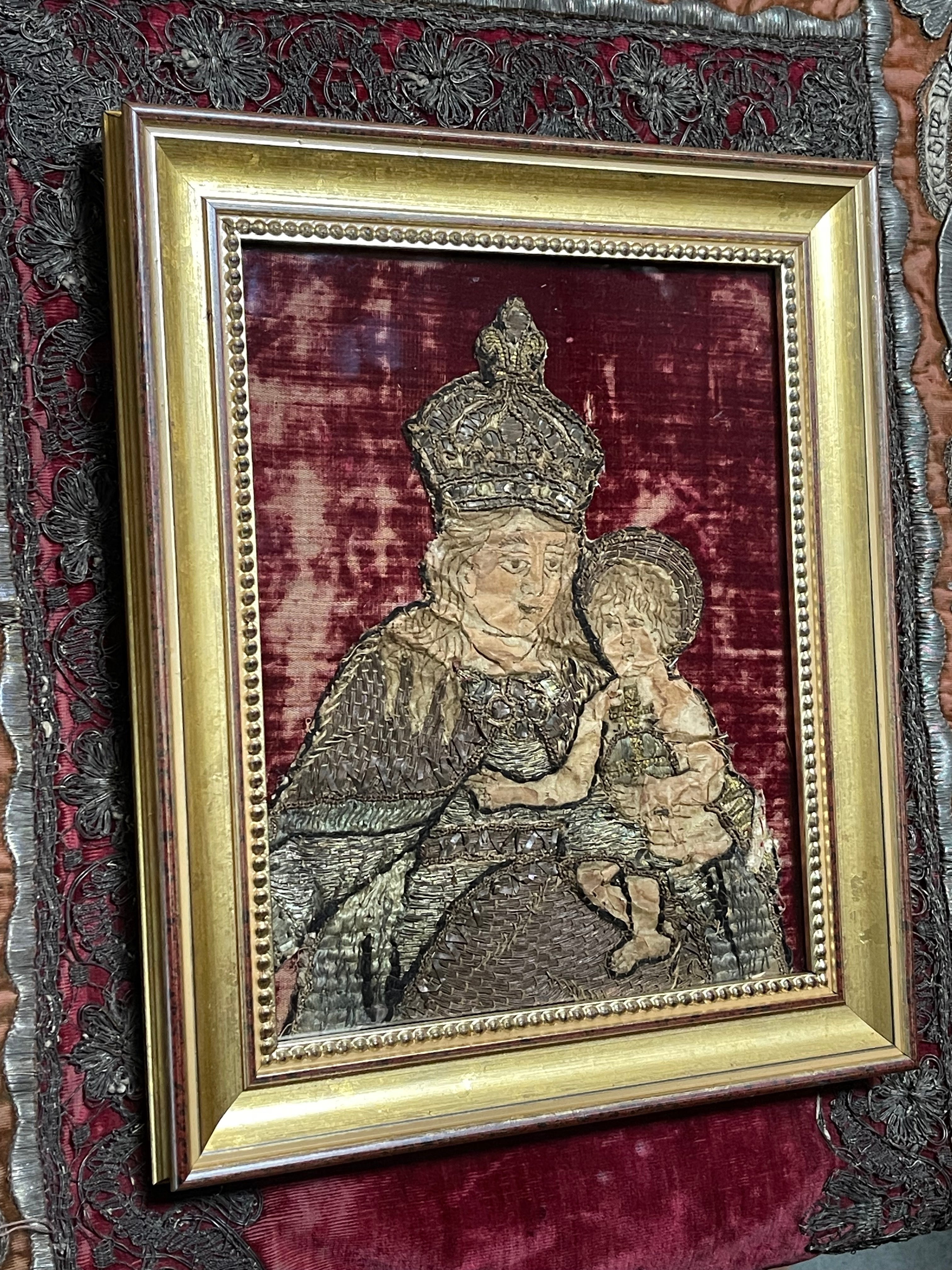 Early 17th Century Needlework Virgin and Child
