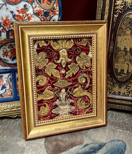 17th Century Embroidered Silk Velvet Panel