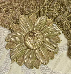 Antique French Gold Thread Flower Applique   S5251