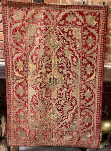 18th Century Persian Silk Velvet Metal Thread Panel