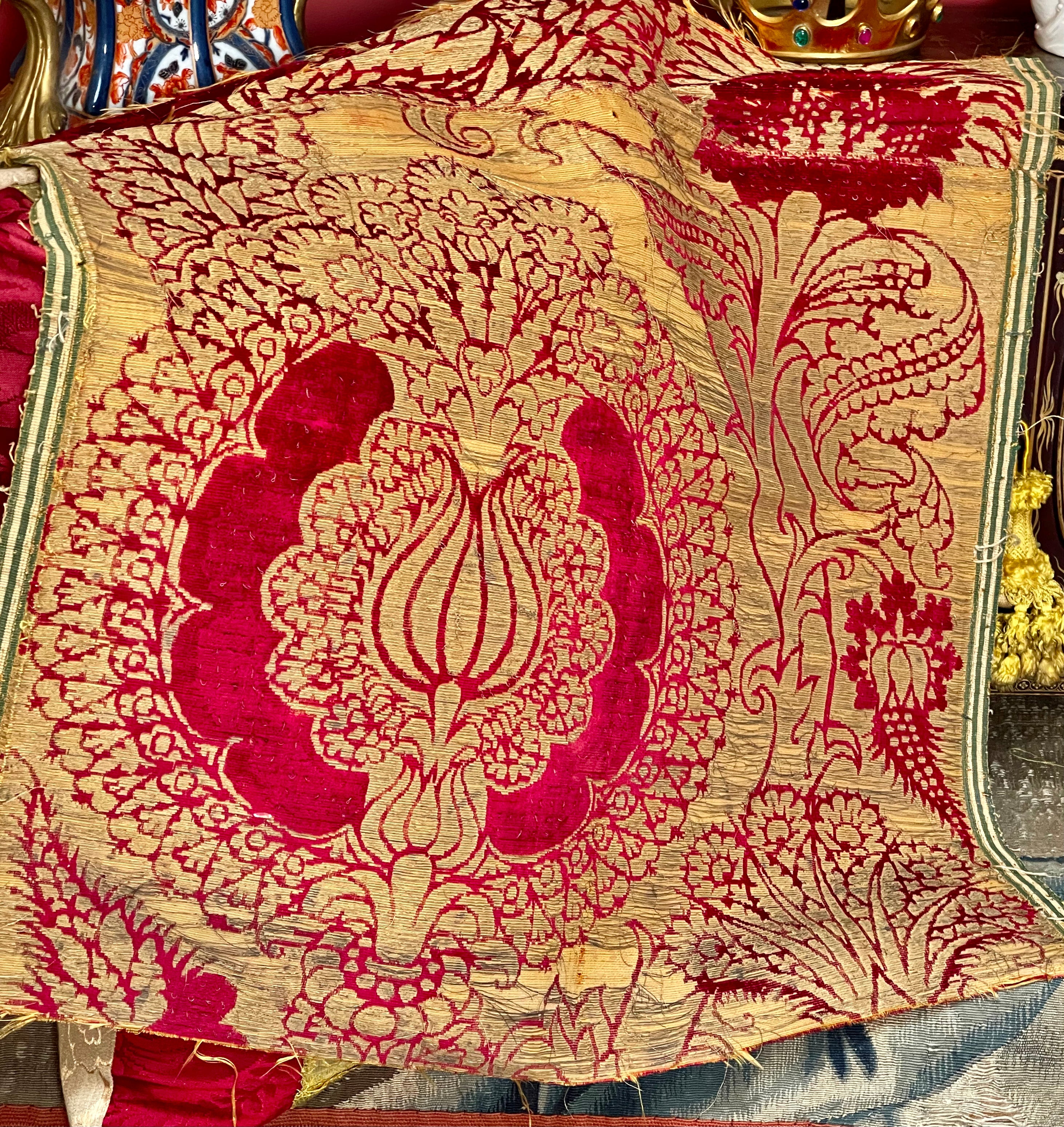 Renaissance Silk Velvet 16th Century Pomegranates