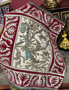 18th Century Embroidered Silk and Velvet Panel