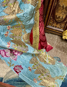 18th Century Silk Brocade Gold Silver Metallic Threads