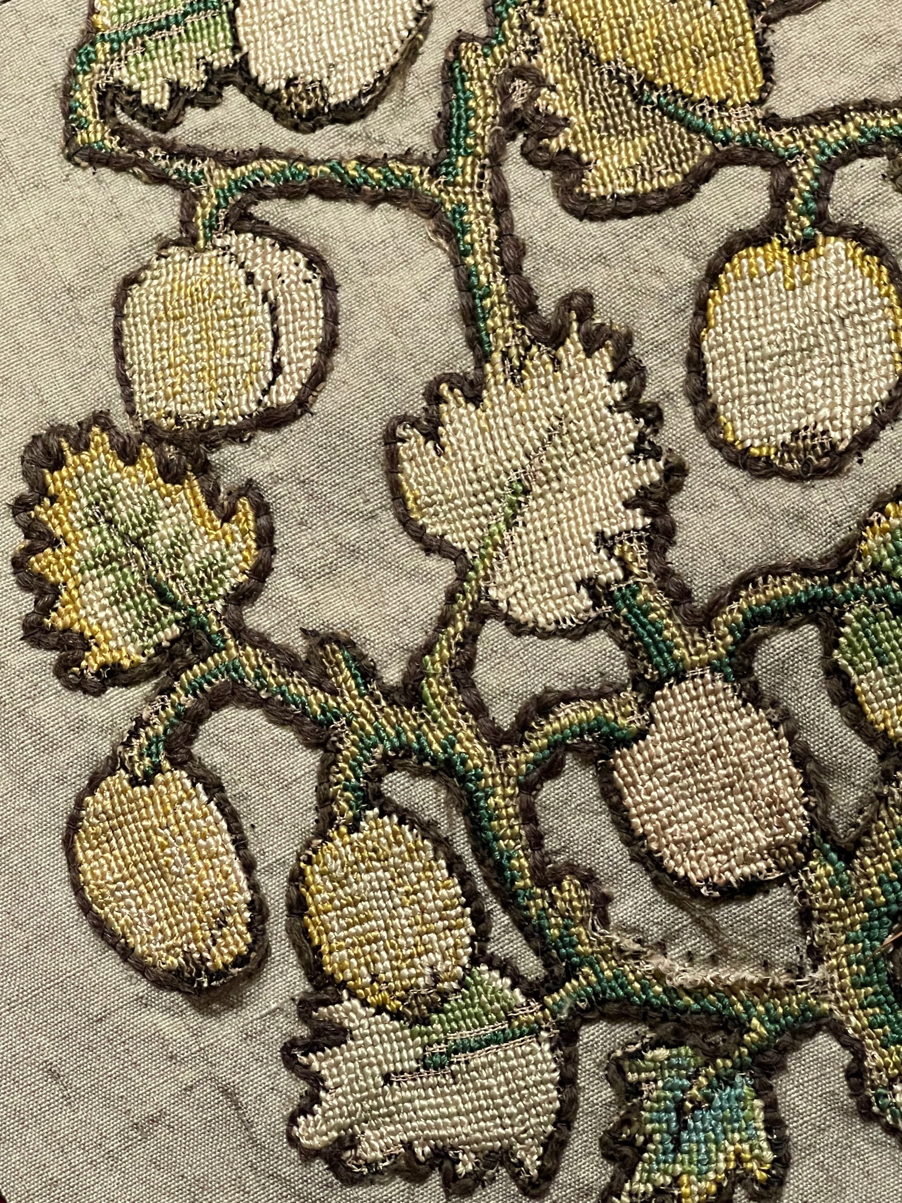 17th Century English Needlework Slip Grapefruit Tree