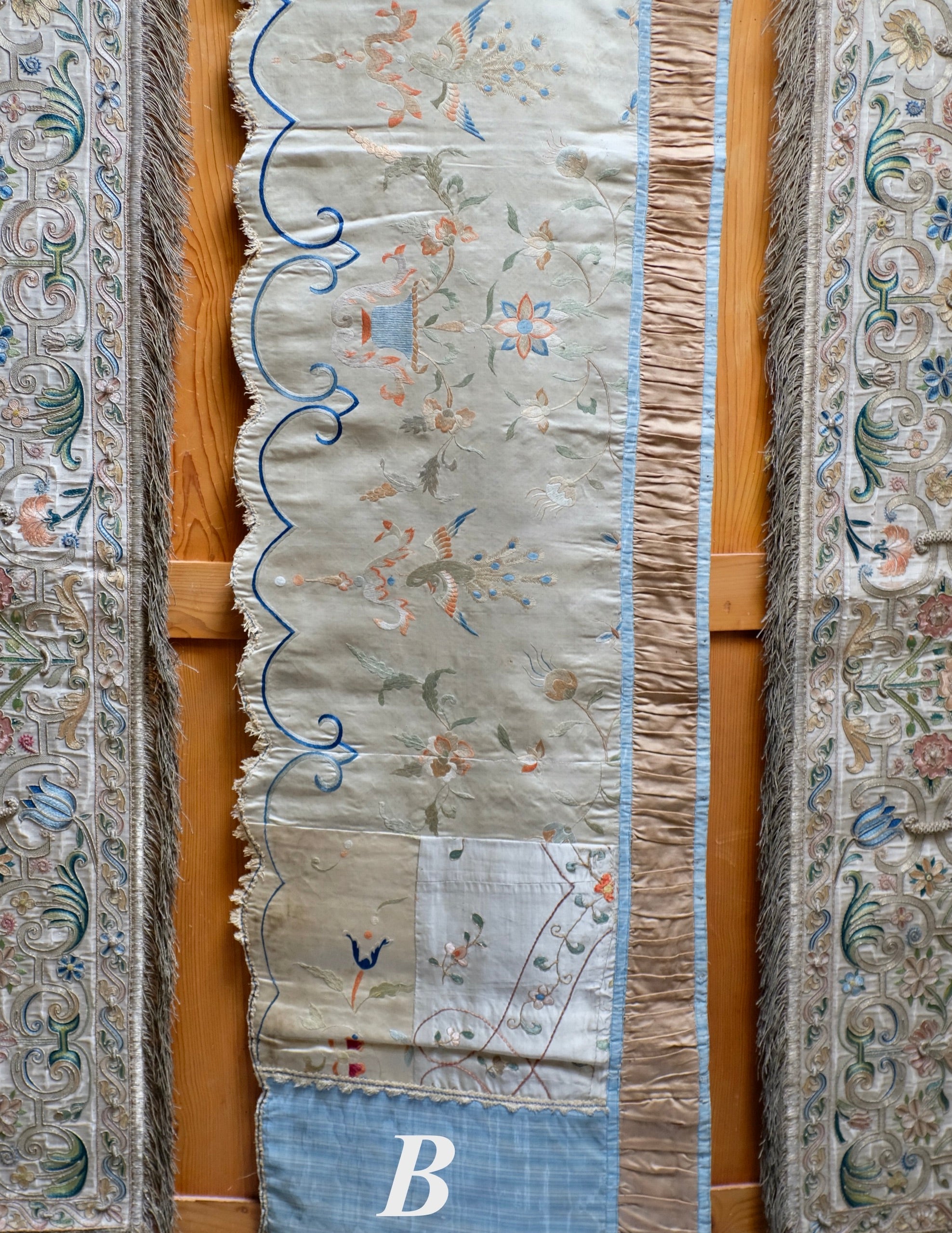 18th Century Chinese Embroidery Valance Canton Macao