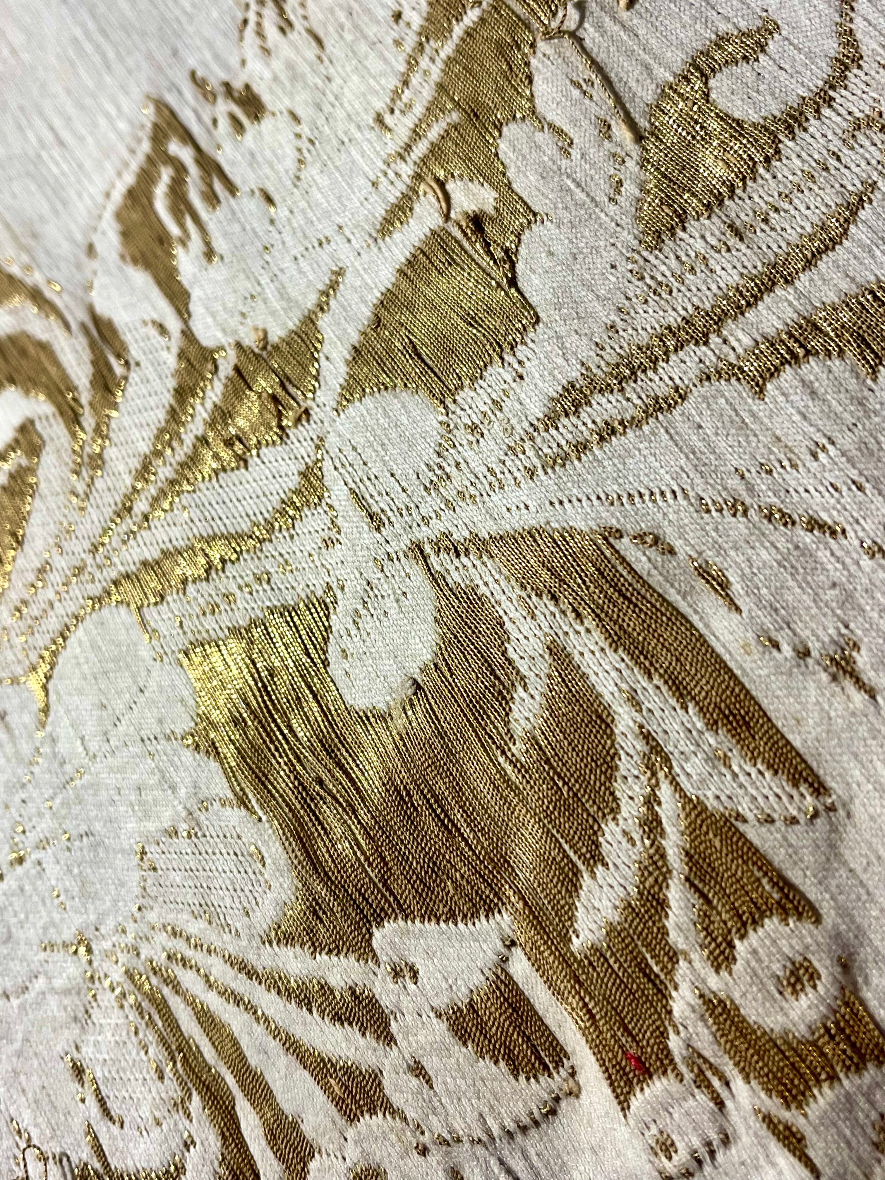 Antique French Lyon Silk Metallic Brocade