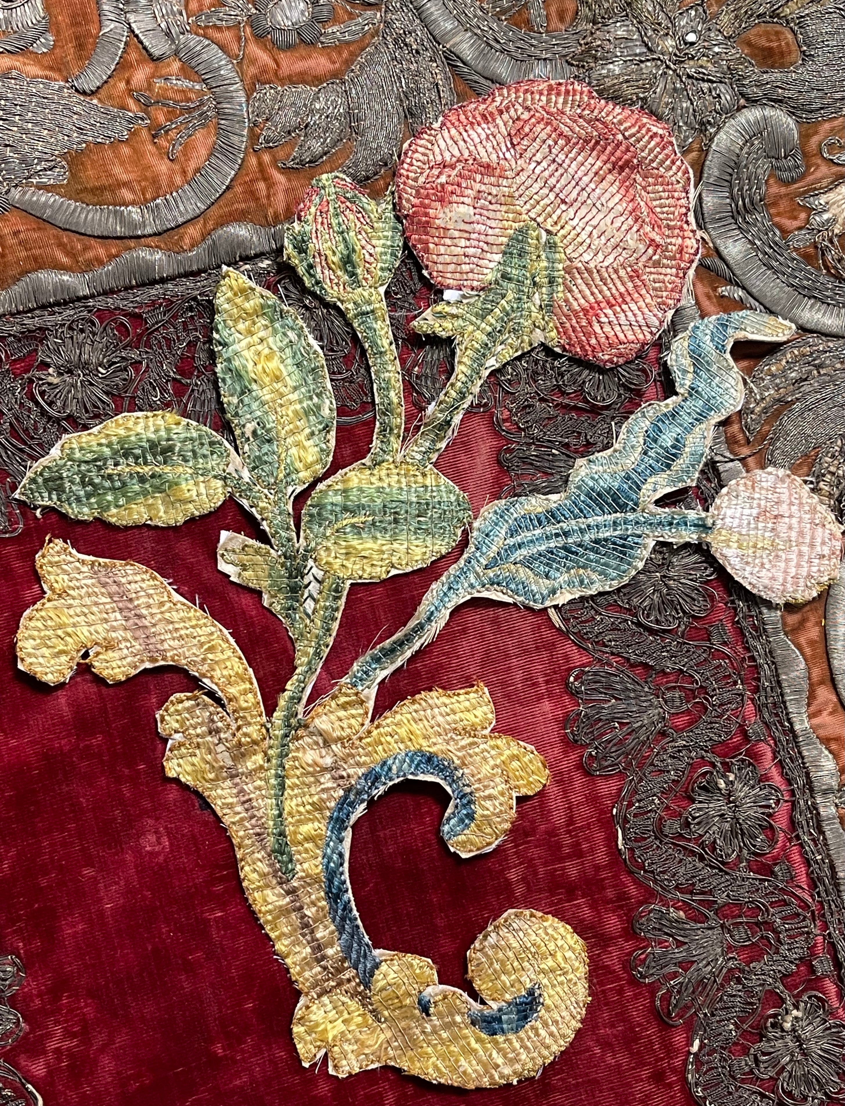 18th Century Embroidered Floral Slip