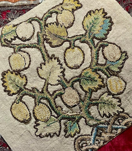 17th Century English Needlework Slip Grapefruit Tree