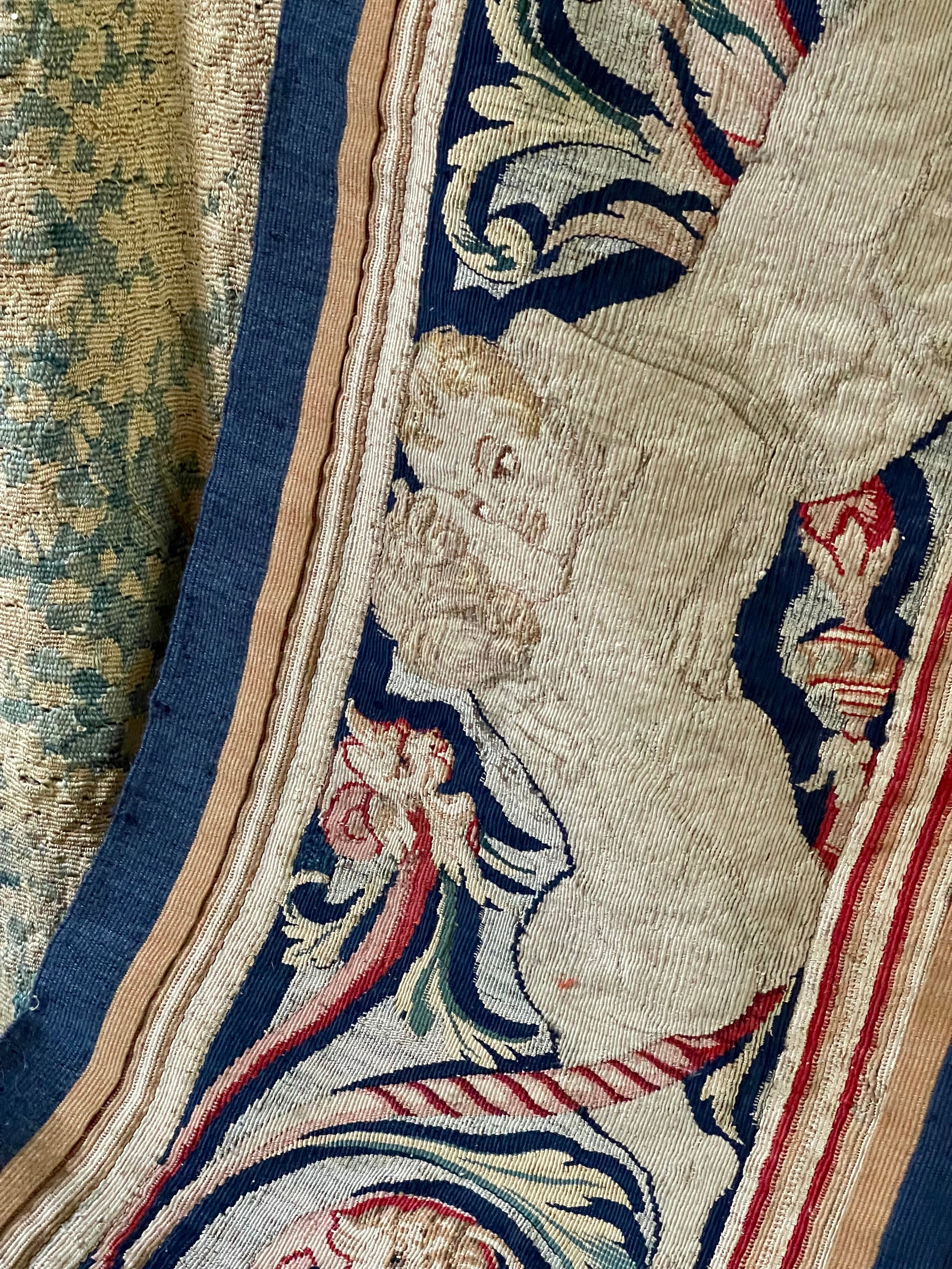 17th Century Flemish Armorial Tapestry Valance CHERUBS