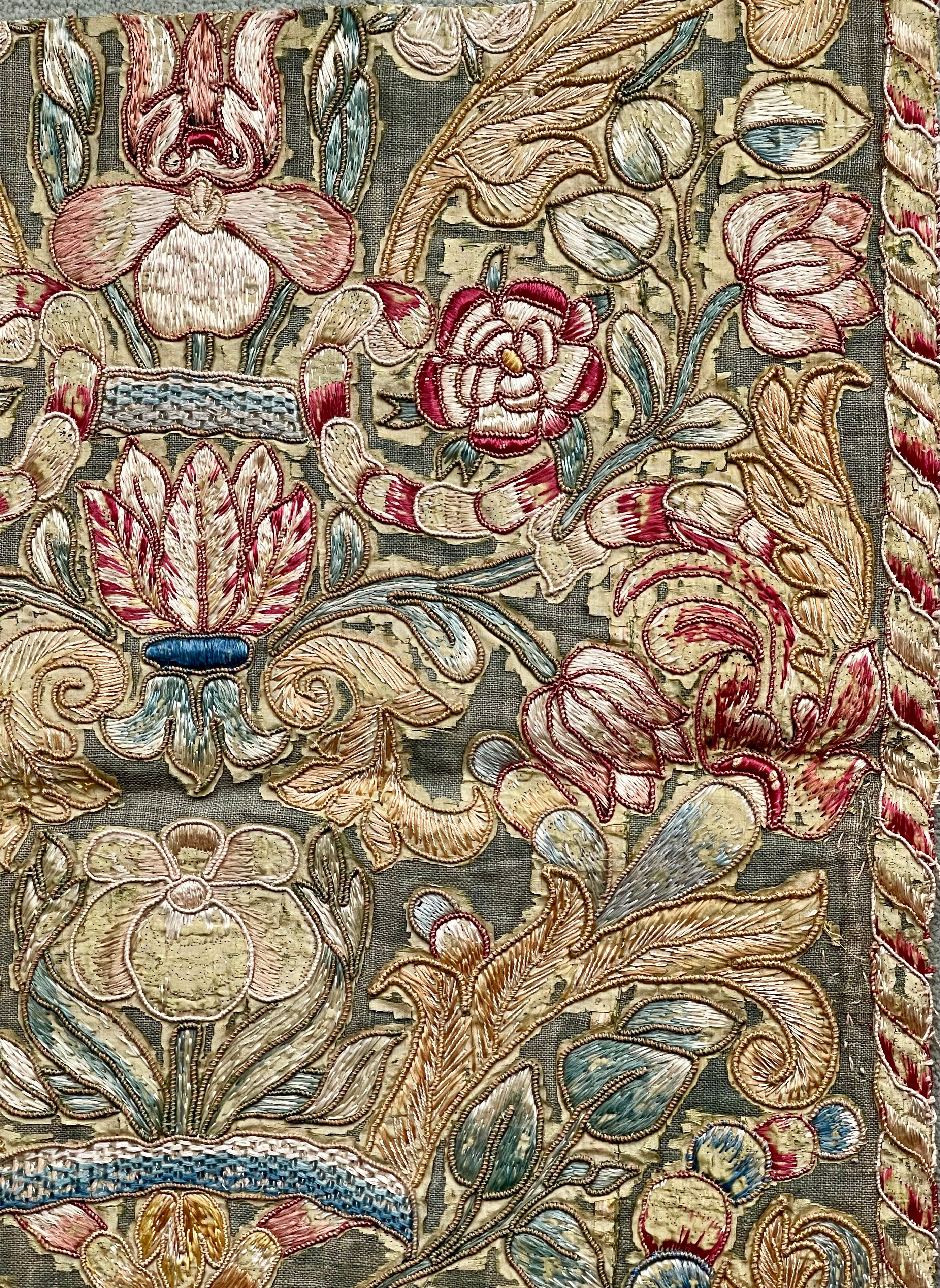 ON HOLD FOR SC  17th Century Italian Embroidered Panel