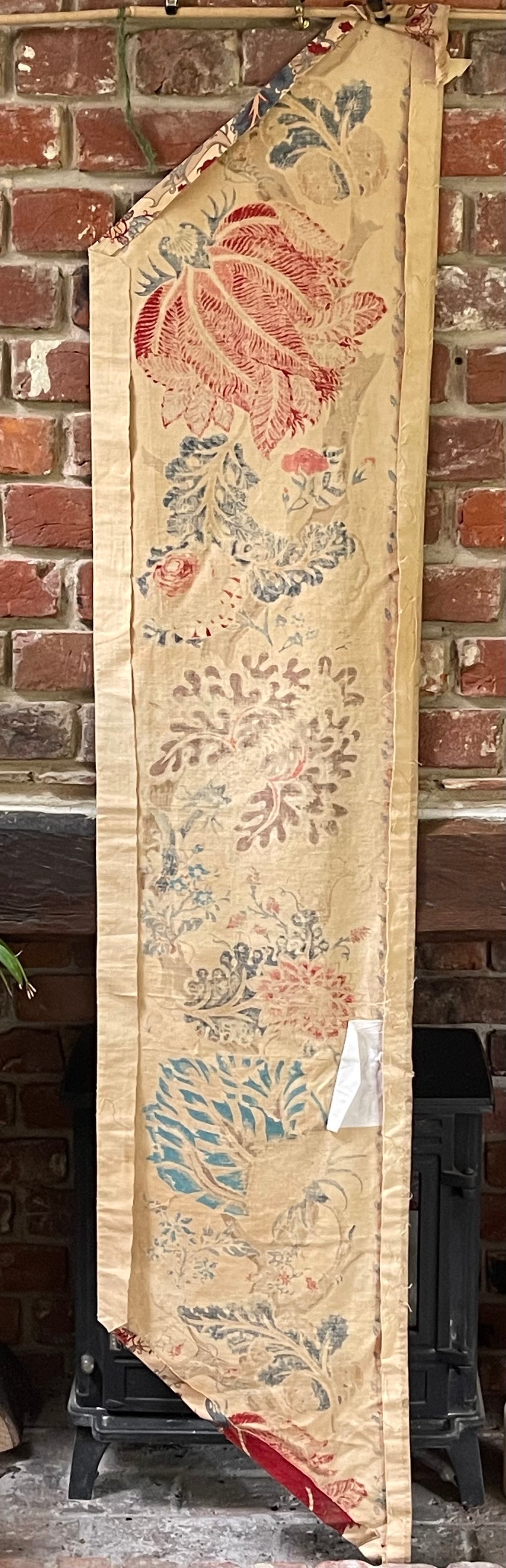 Antique French Indienne Palampore Block Printed Border Panel