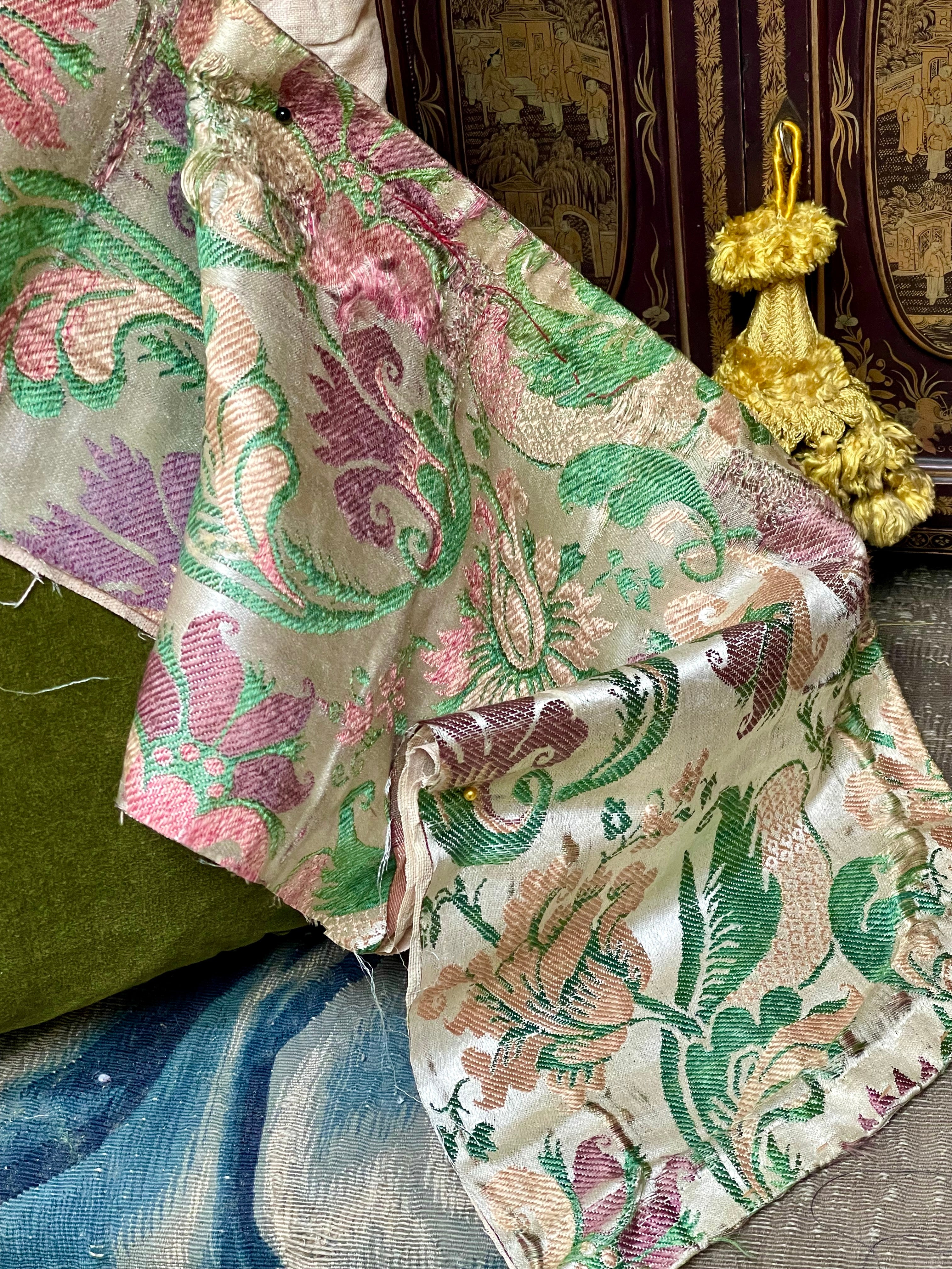 18th Century French Silk Brocade Chasuble Panel