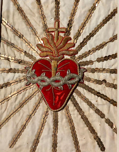 Antique Embroidered Sacred Heart