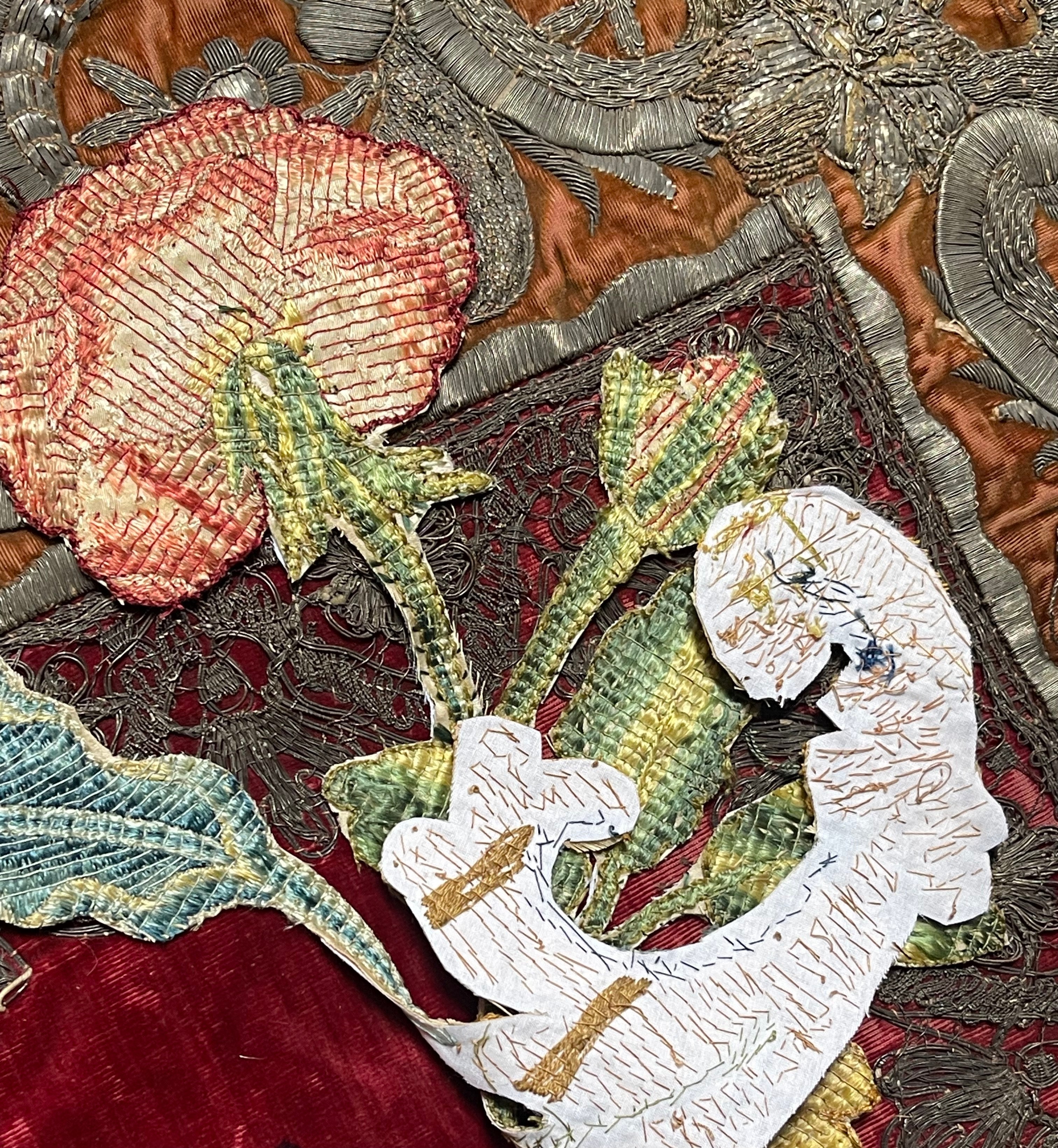 17th Century Silk Embroidered Slip   Flower