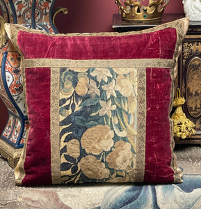 Antique Velvet Cushion 17th Century Textiles