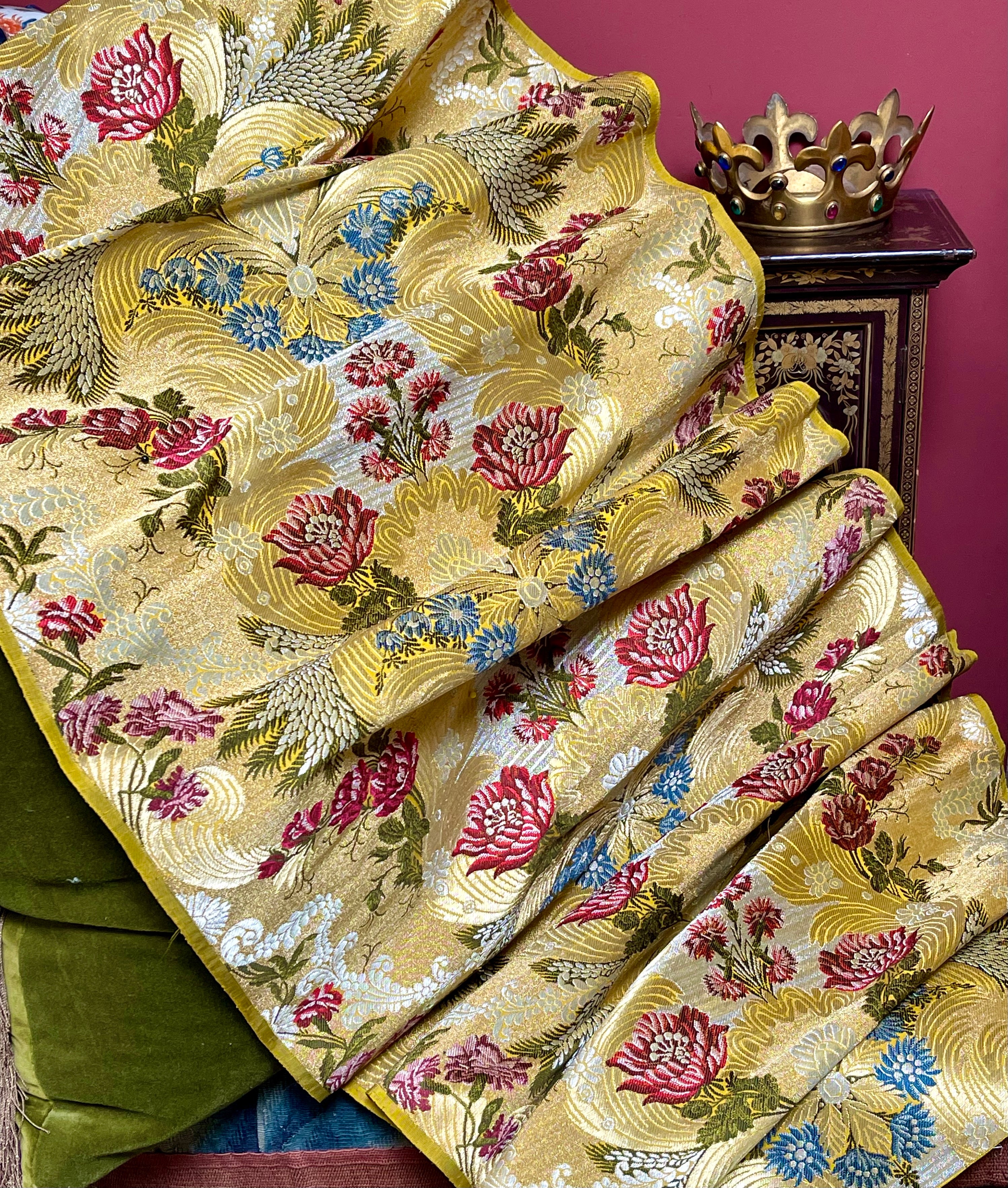 Antique French Lyon Silk Brocade Panel