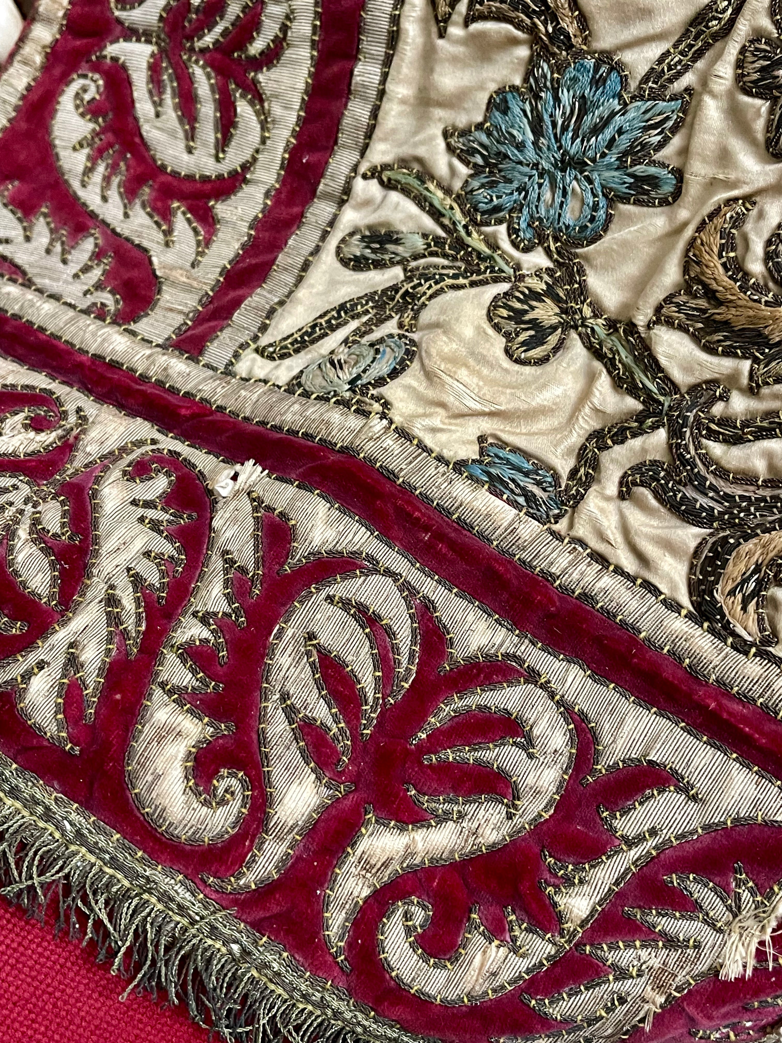 18th Century Embroidered Silk Velvet