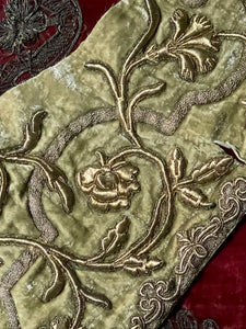 Antique Gold Metallic Embroidery on Velvet