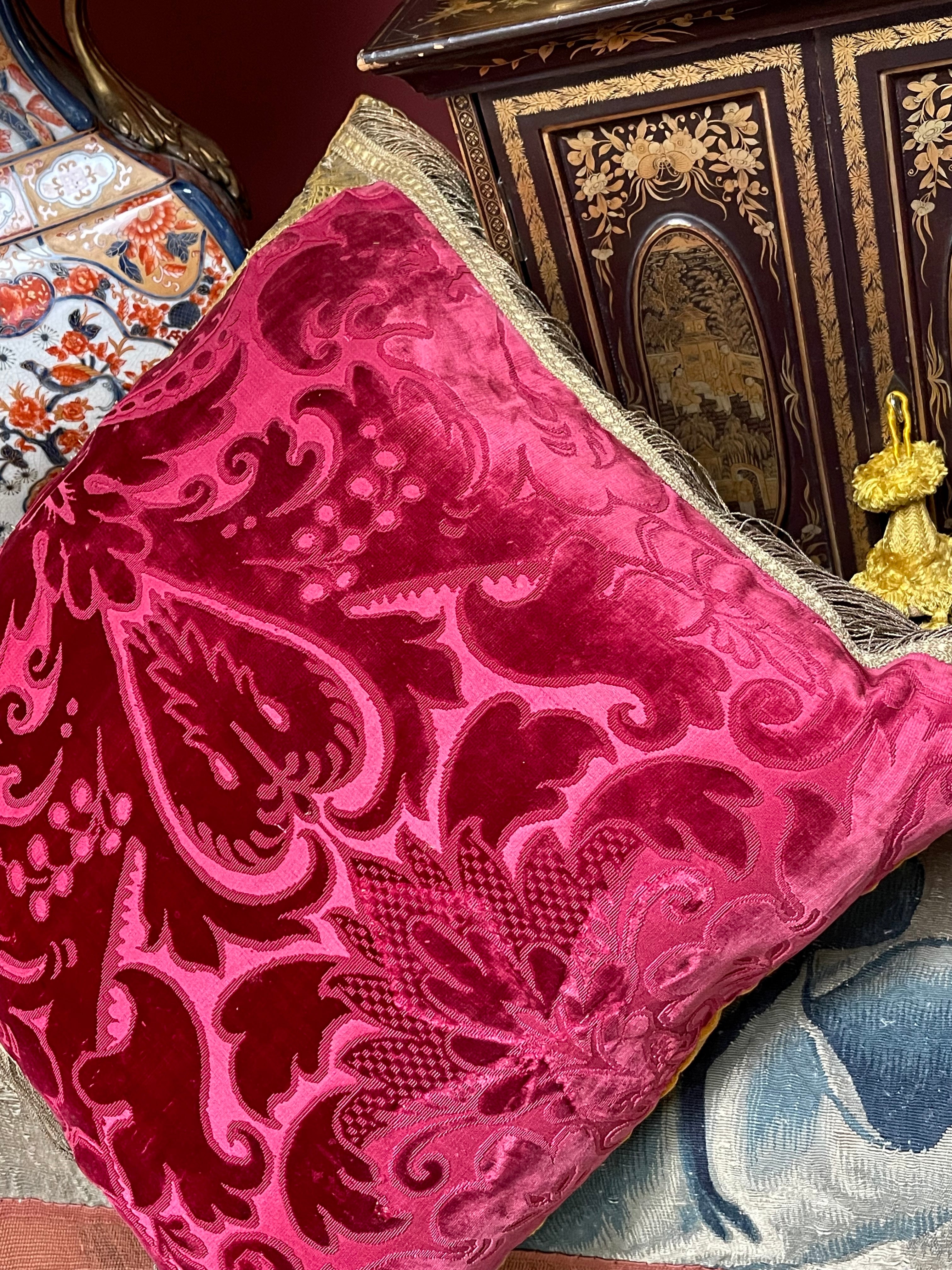 Antique Venetian Silk Velvet Cushion