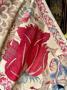 Antique French Indienne Palampore Block Printed Border Panel