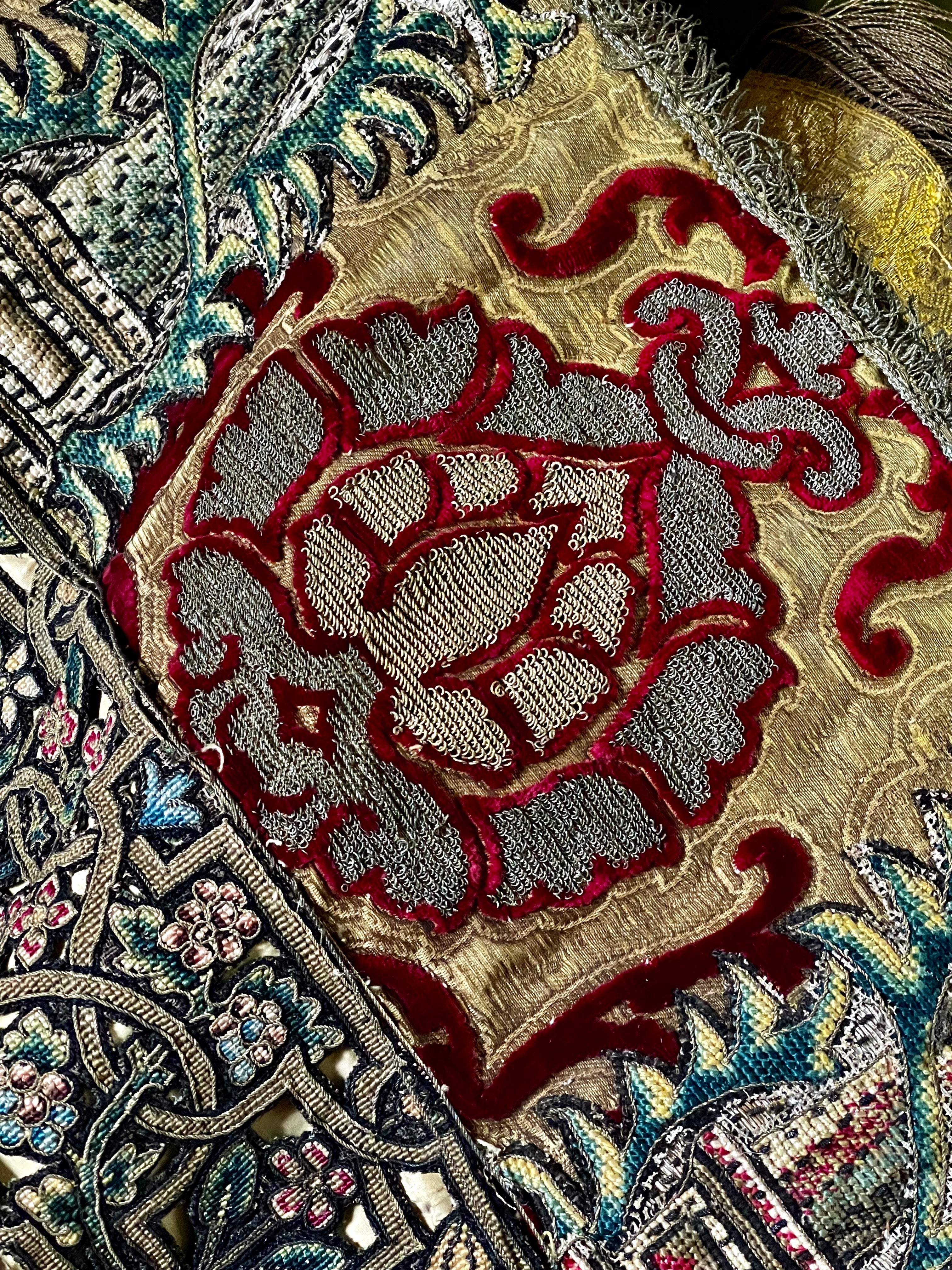 16th Century Valance Renaissance Silk Velvet Pomegranates