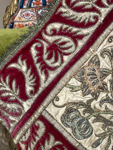 18th Century Embroidered Silk and Velvet Panel