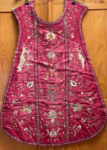 18th Century Indo Portugese Embroidered Silk Chasuble Front