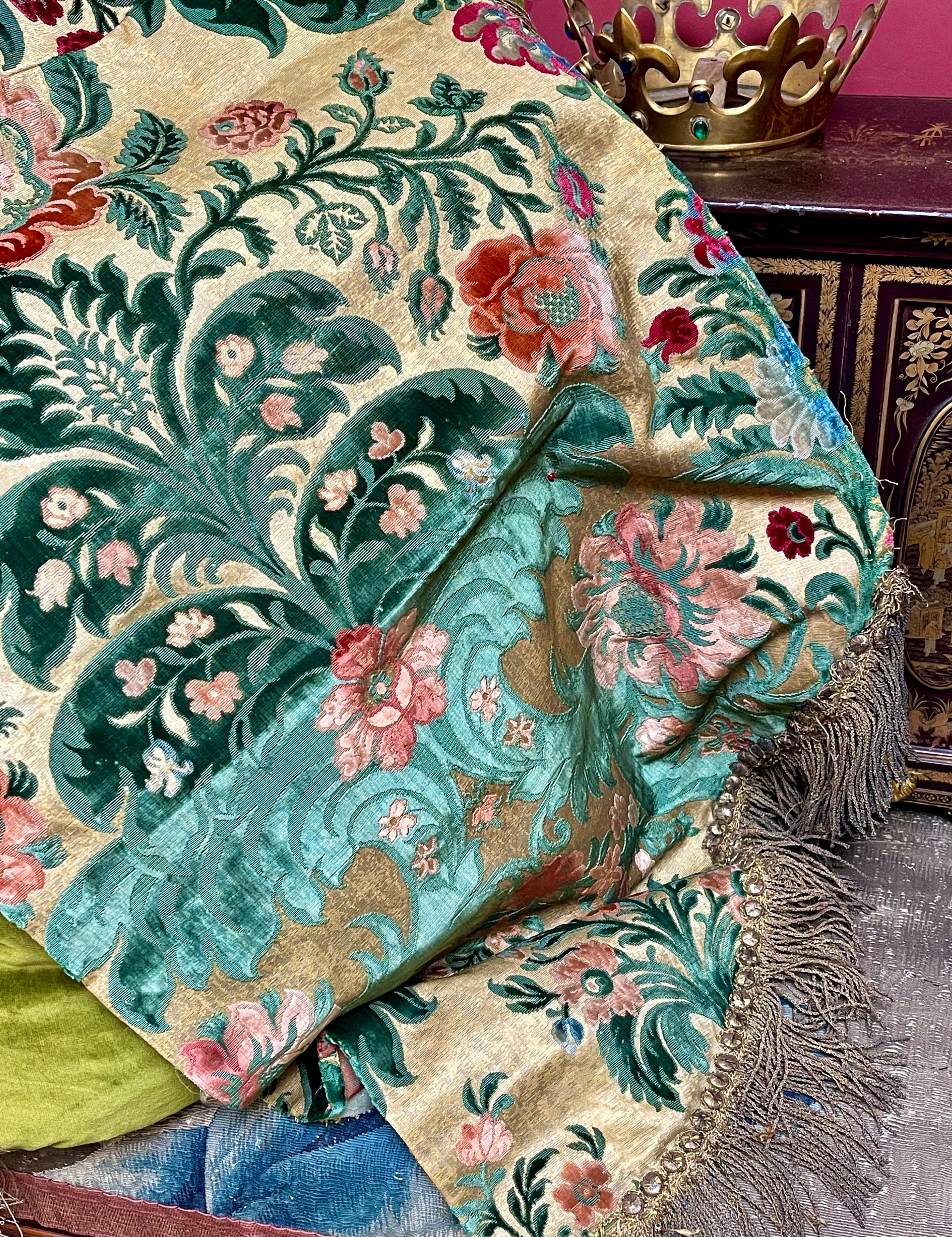 Antique Genoa Velvet Panel Jardiniere Deign