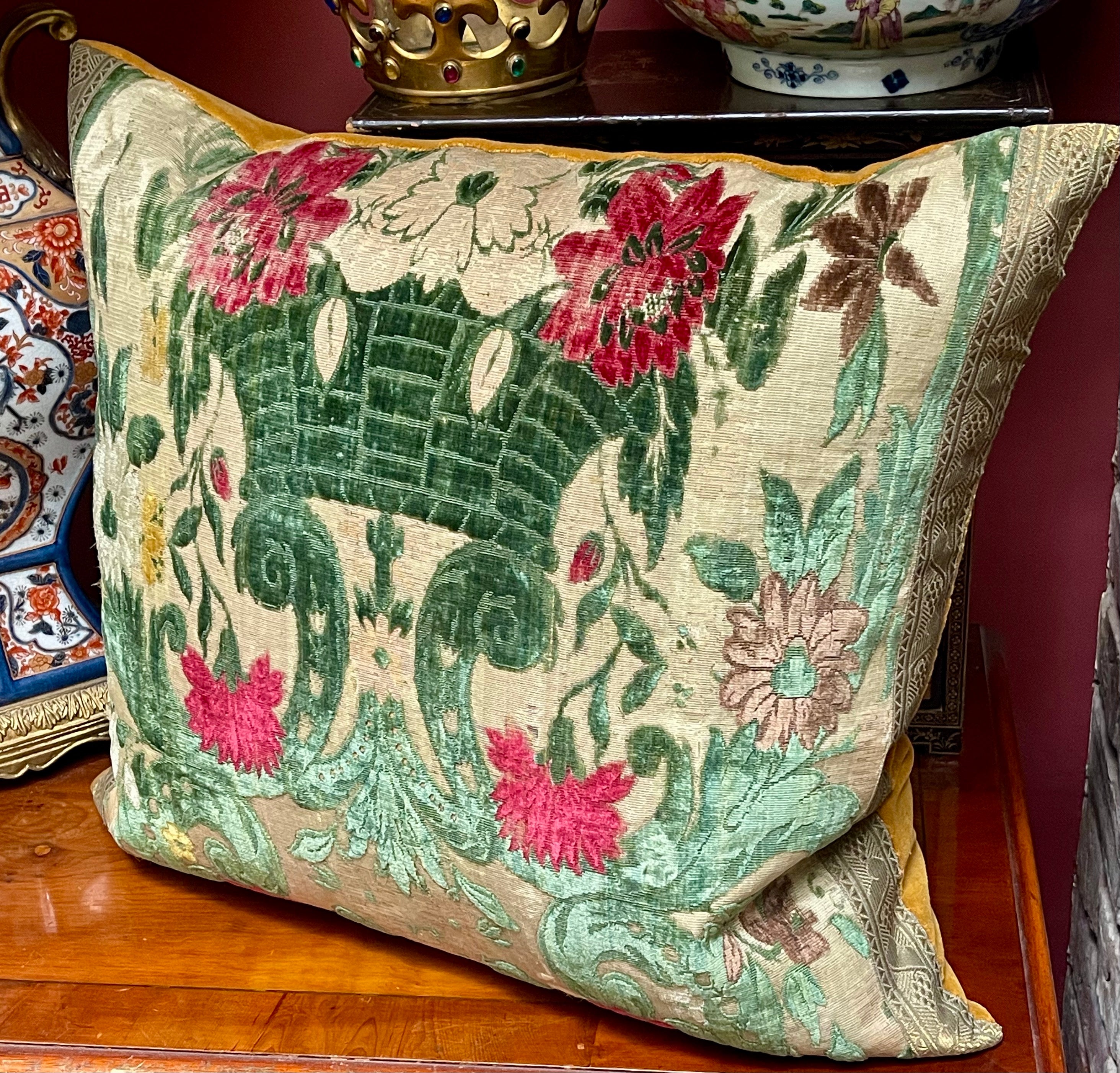 Antique Pillow Early 18th Century Genoa Velvet