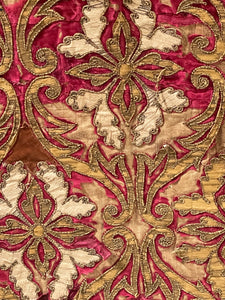 17th Century Venetian Baroque Silk Velvet Appliqued Panel