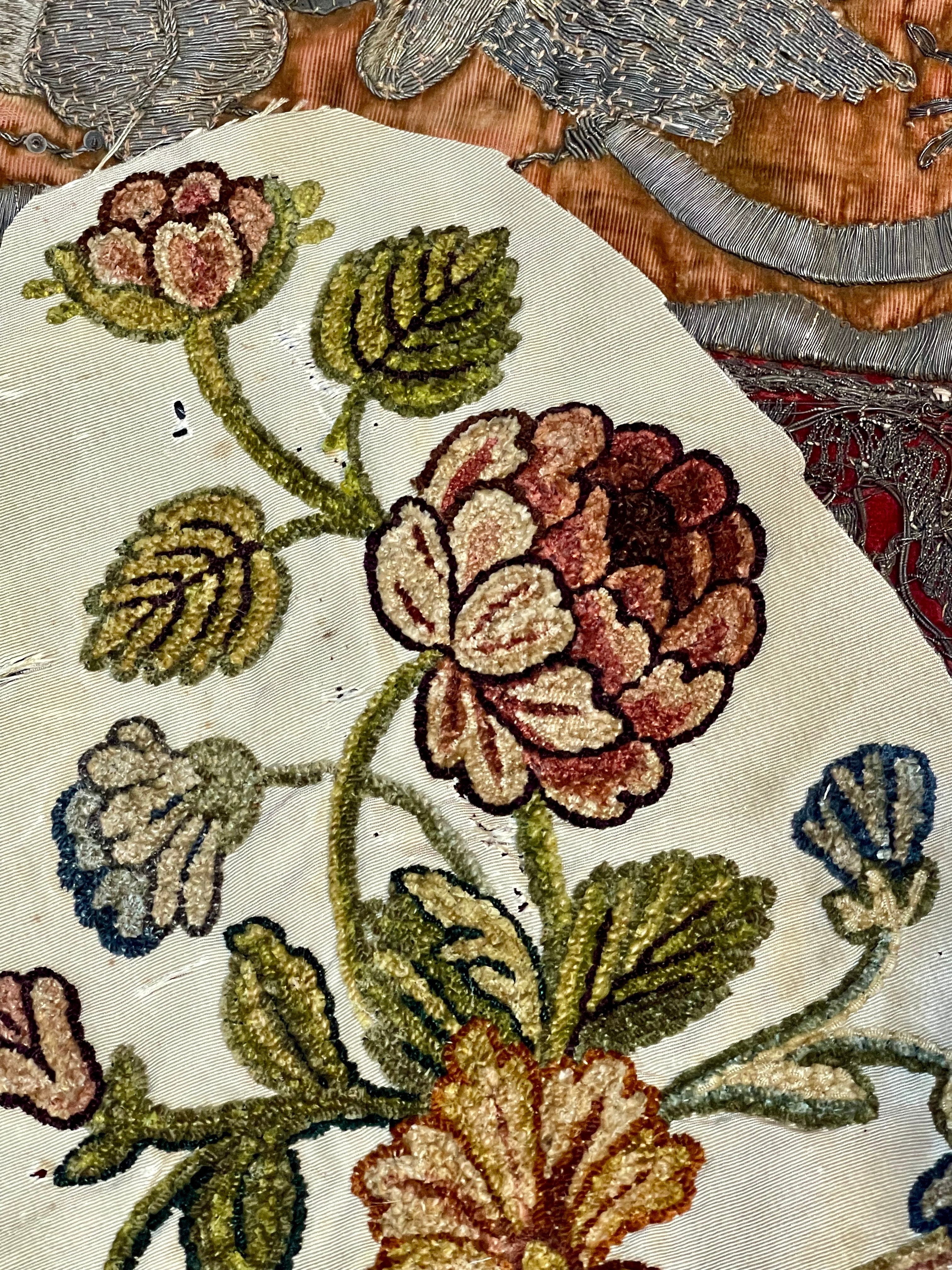 18th Century French Chenille Embroidery Slip