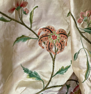 18th Century French Embroidered Silk Dress Panel