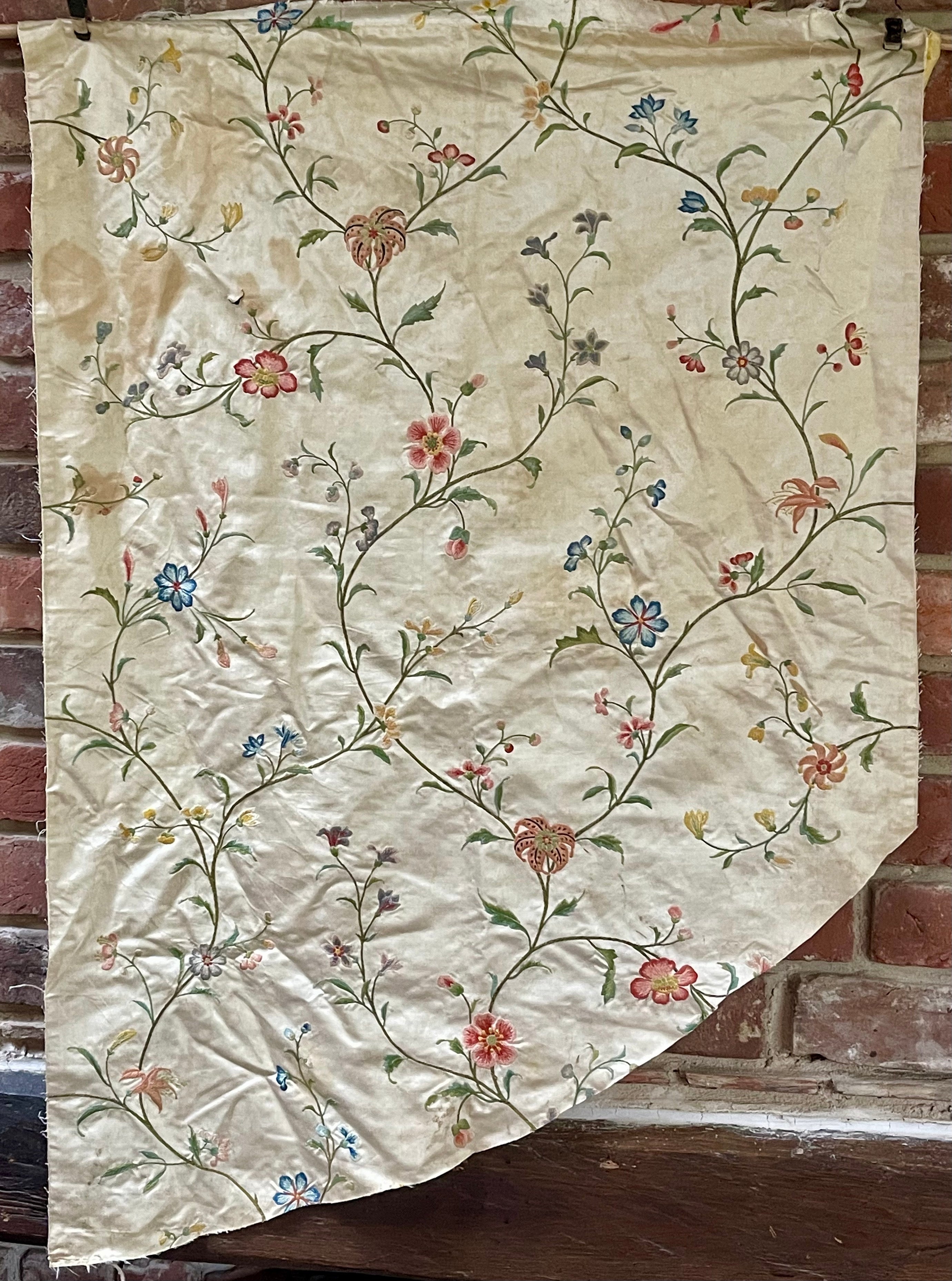 18th Century Embroidered Silk Panel