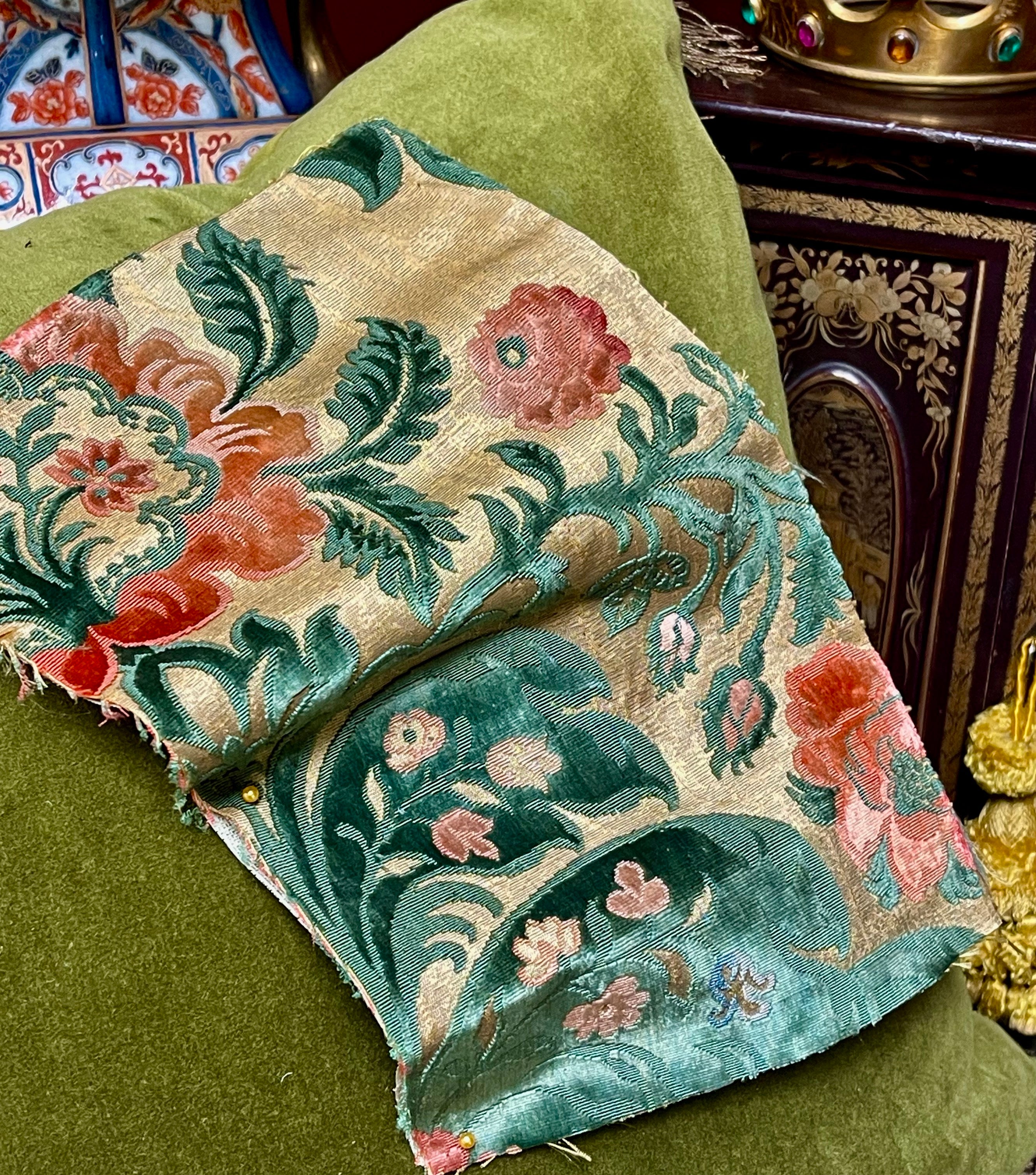 Antique Genoa Silk Velvet Jardiniere Design
