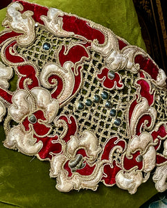 17th Century Venetian Stumpwork Velvet Silk Panel