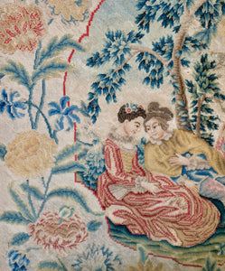 18th Century Peti Point Panel Romantic Scene