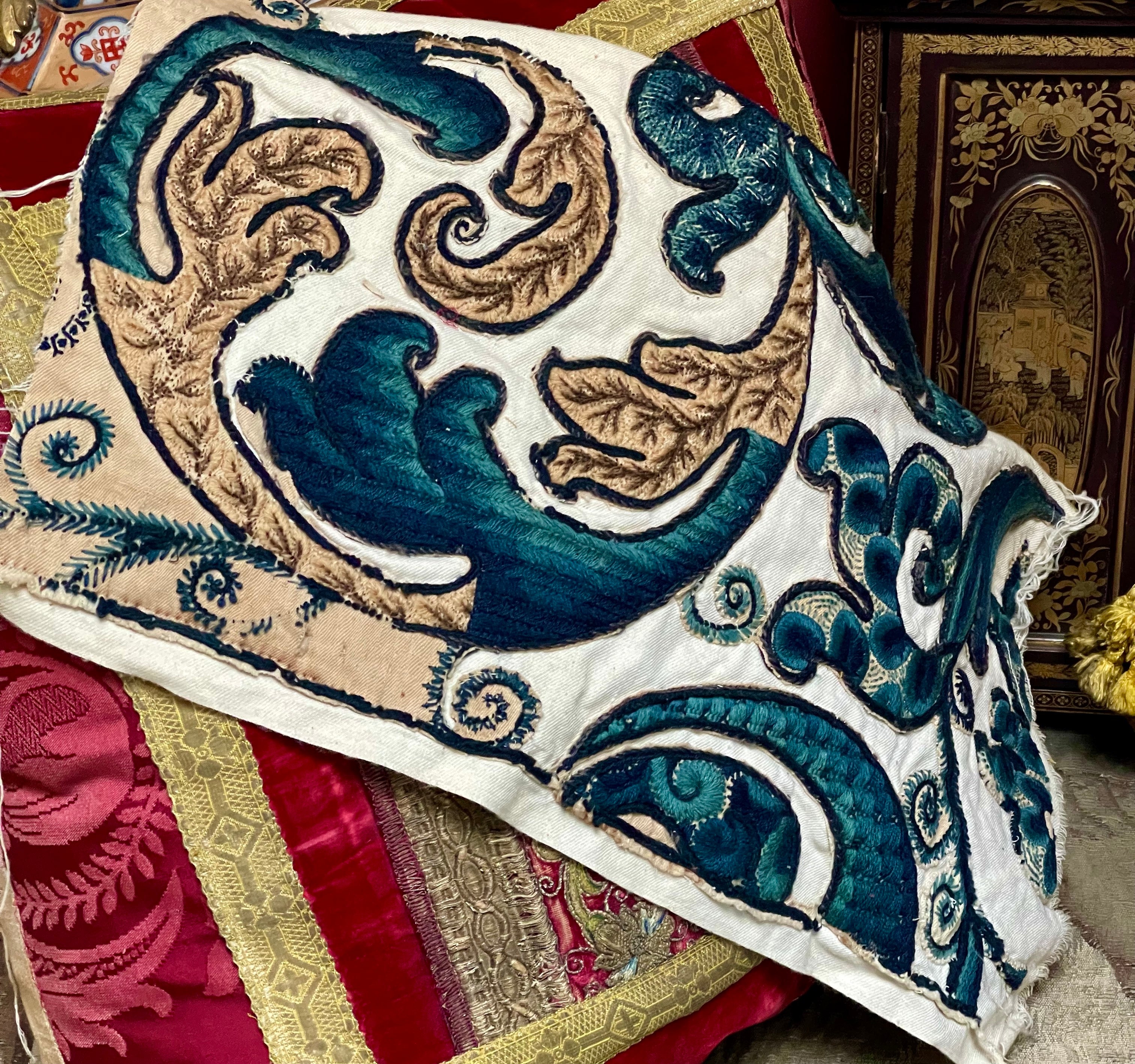 17th Century English Crewelwork Panel