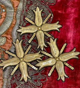 19th Century Gold Metallic Embroidered Cross Applique