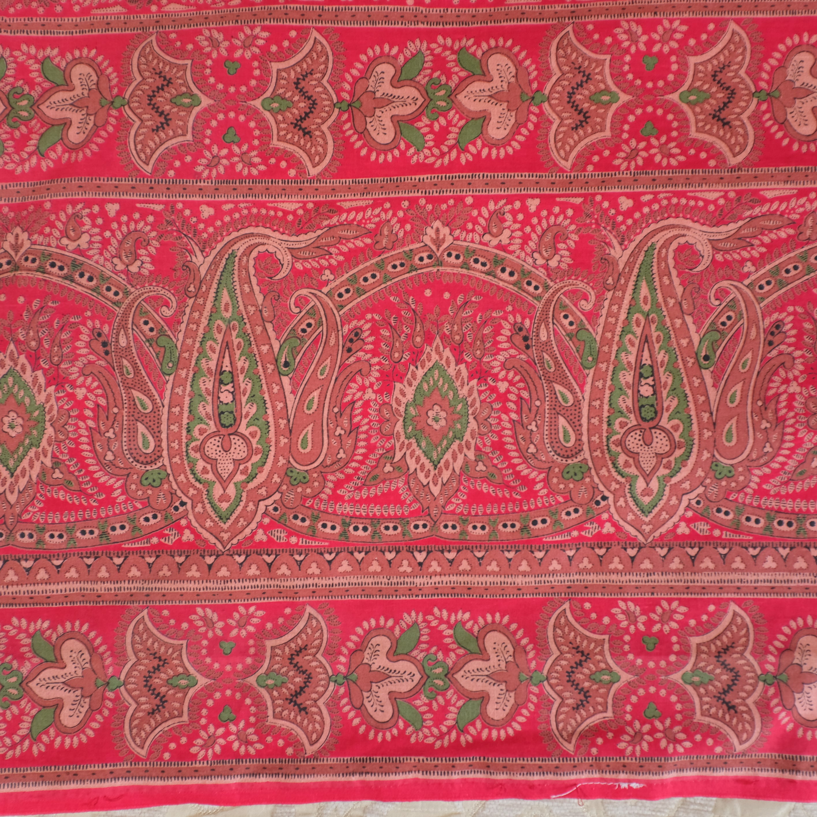 Antique French Printed Fabric Indienne Design