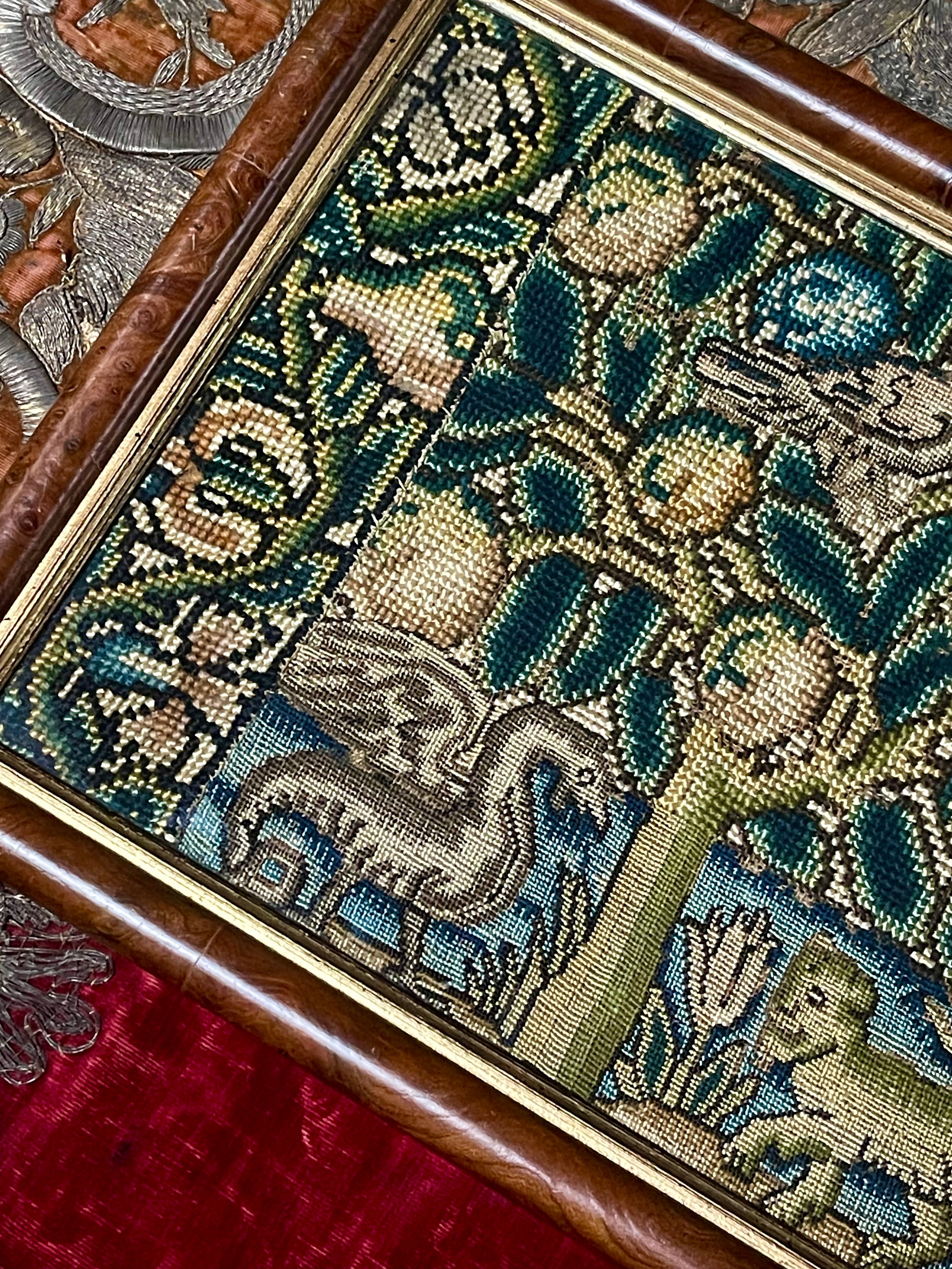 17th Century Needlework Picture Lion Dragon